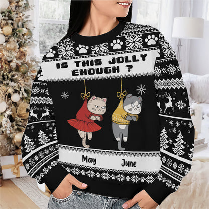 PSTS43 Is This Jolly Enough Grumpy Cat Xmas - Personalized Custom Sweater