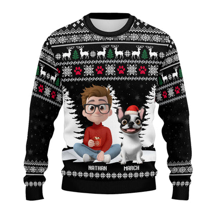 PSTS33 Dog Dad Christmas Pattern - Personalized Custom Sweater