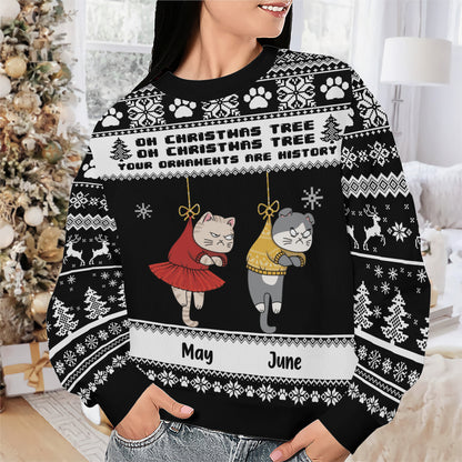 PSTS44 Oh Christmas Tree Your Ornaments Are History Grumpy Cat - Personalized Custom Sweater