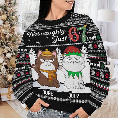 PSTS59 Not Naughty Just 67 Cat Lover - Personalized Custom Sweater