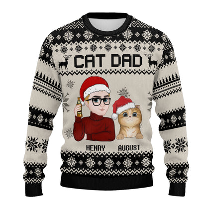 PSTS13 Cat Dad Xmas - Personalized Custom Sweater