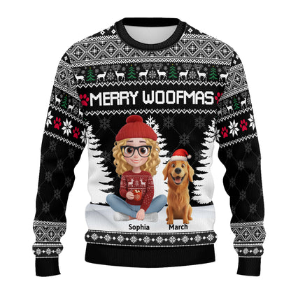 PSTS08 Merry Woofmas Dog Mom Xmas - Personalized Custom Sweater