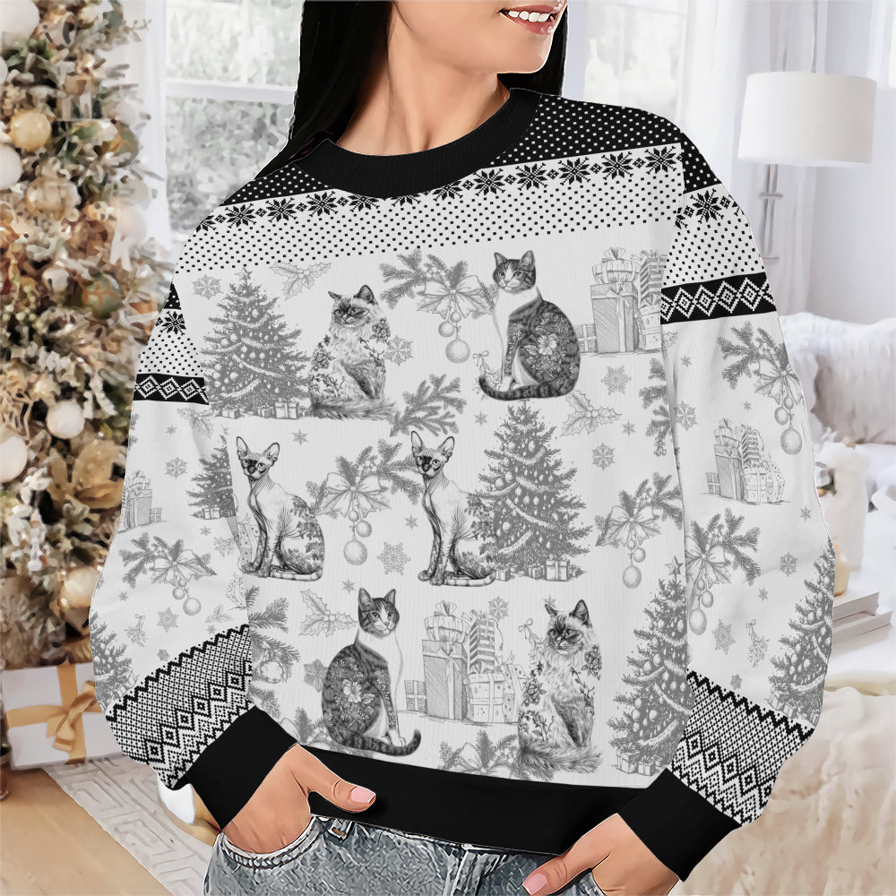 PSTS64 Toile De Jouy French Cat Lover - Personalized Custom Sweater