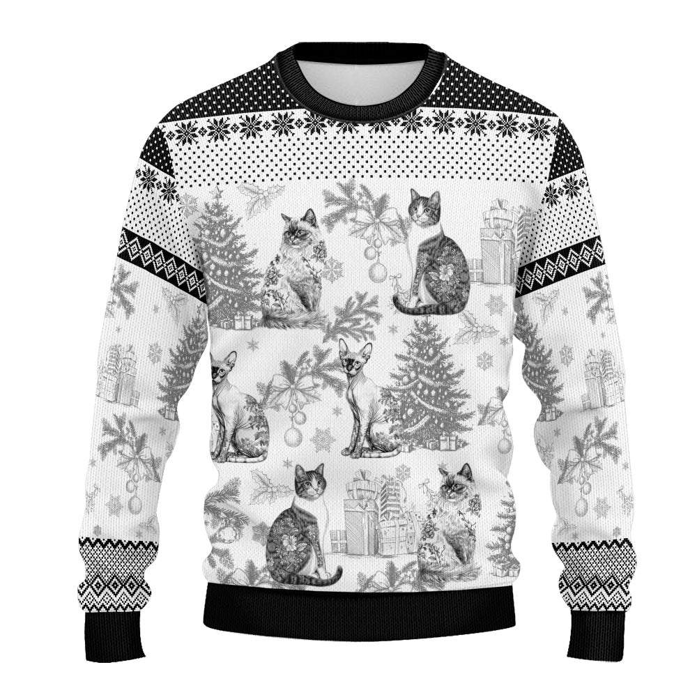 PSTS64 Toile De Jouy French Cat Lover - Personalized Custom Sweater