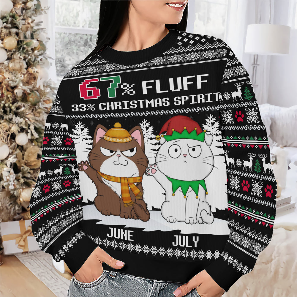 PSTS58 67% Fluff 33% Christmas Spirit Cat Lover - Personalized Custom Sweater