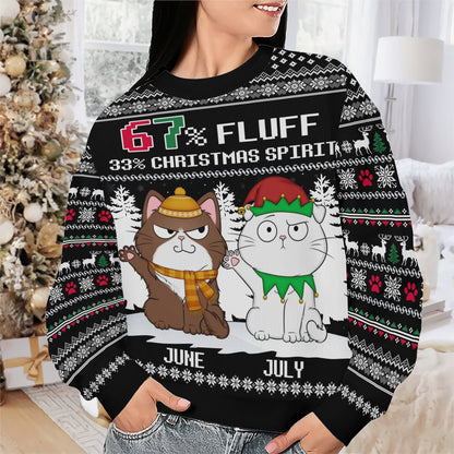 PSTS58 67% Fluff 33% Christmas Spirit Cat Lover - Personalized Custom Sweater