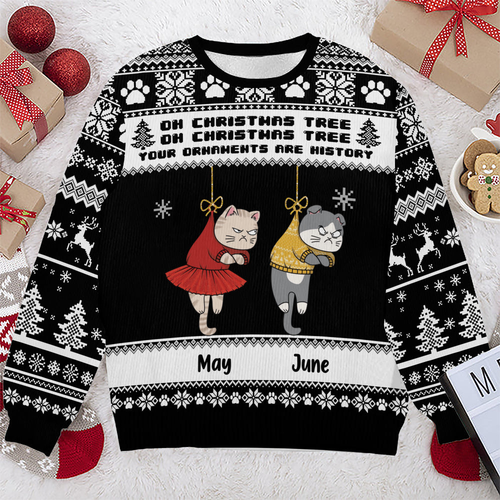 PSTS44 Oh Christmas Tree Your Ornaments Are History Grumpy Cat - Personalized Custom Sweater