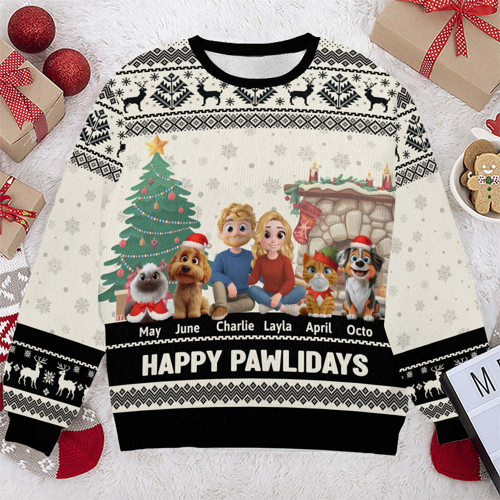 PSTS28 Fur Parents Happy Pawlidays Christmas - Personalized Custom Sweater