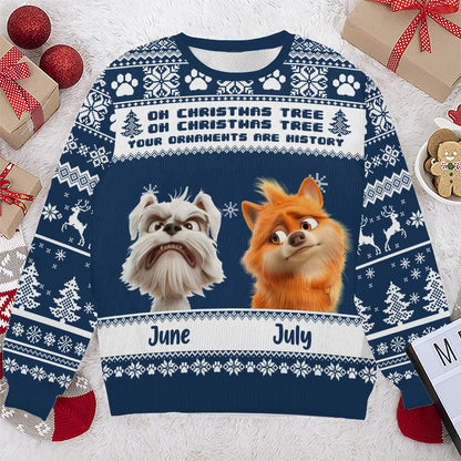 PSTS46 Oh Christmas Tree Your Ornaments Are History Grumpy Dog - Personalized Custom Sweater