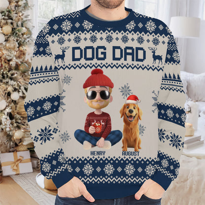 PSTS15 Dog Dad Xmas 3D Cartoon Cute - Personalized Custom Sweater