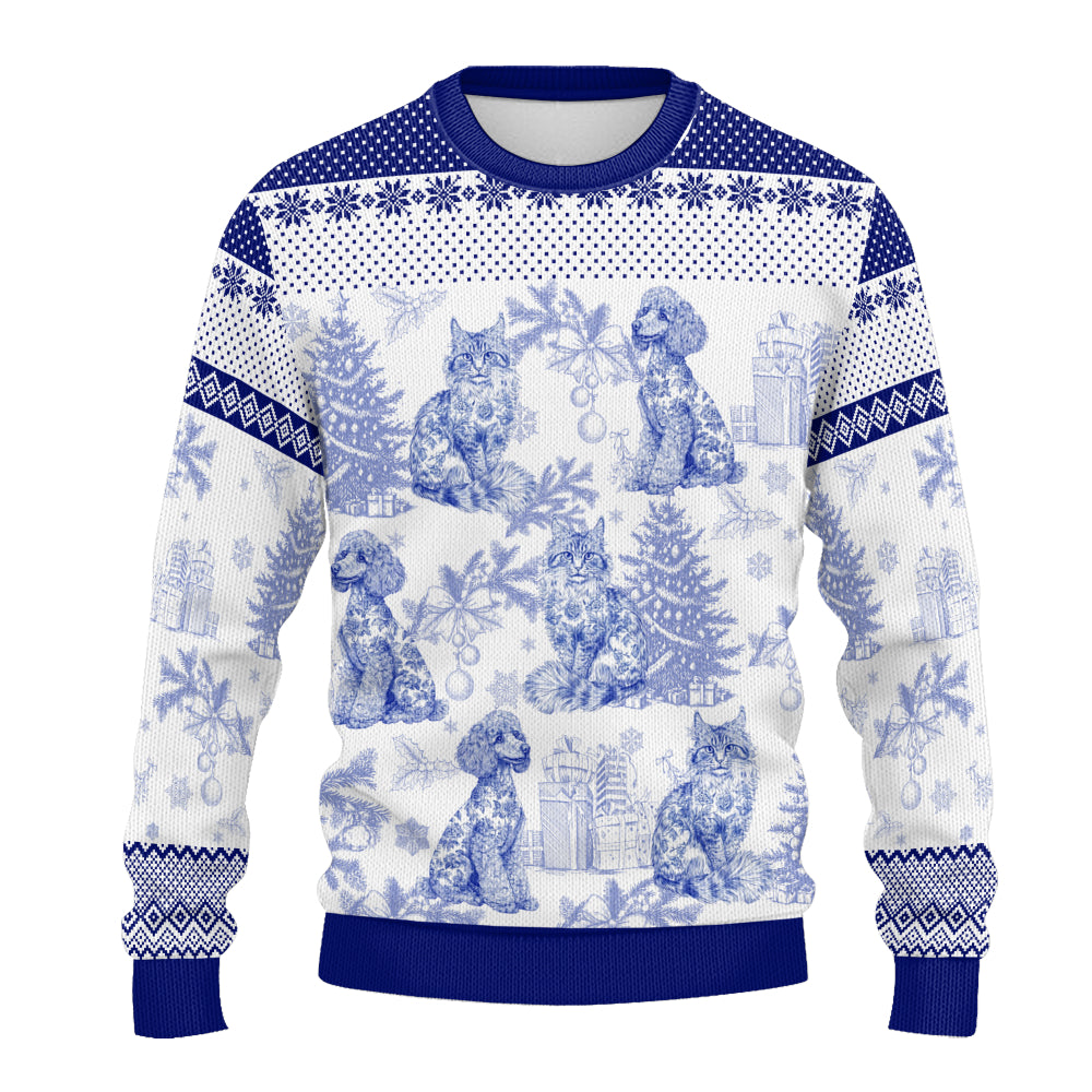 PSTS65 Toile De Jouy French Dog Cat Lover - Personalized Custom Sweater