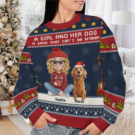 PSTS02 A Girl And Her Dog Xmas - Personalized Custom Sweater