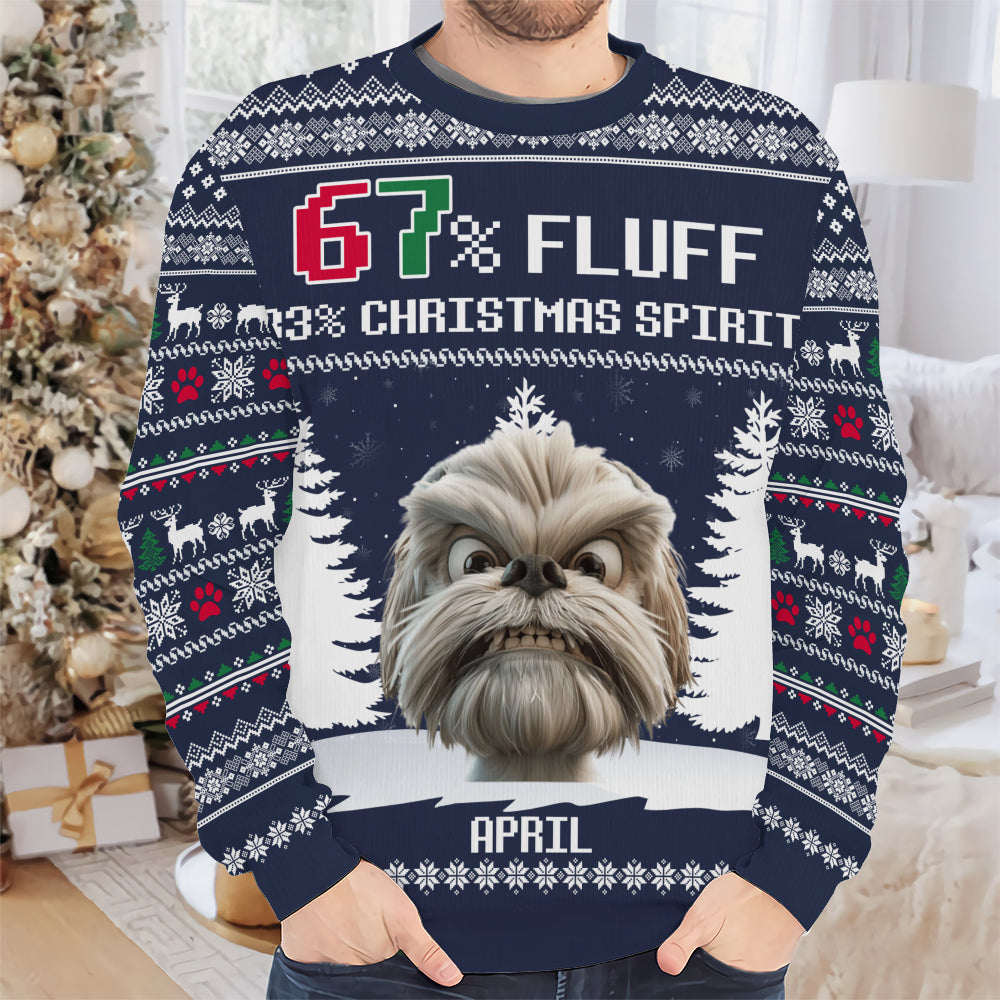 PSTS60 67% Fluff 33% Christmas Spirit Dog Lover - Personalized Custom Sweater