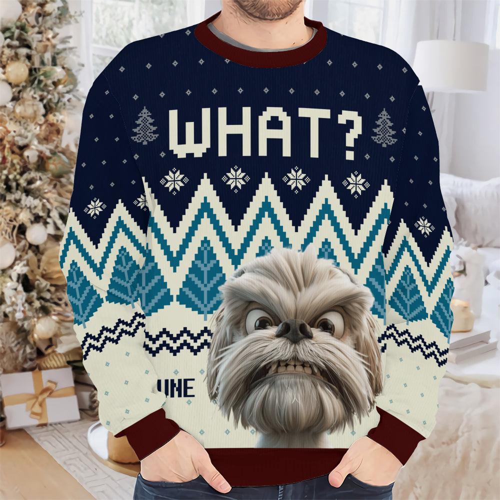 PSTS56 What Funny Grumpy Dog Xmas - Personalized Custom Sweater