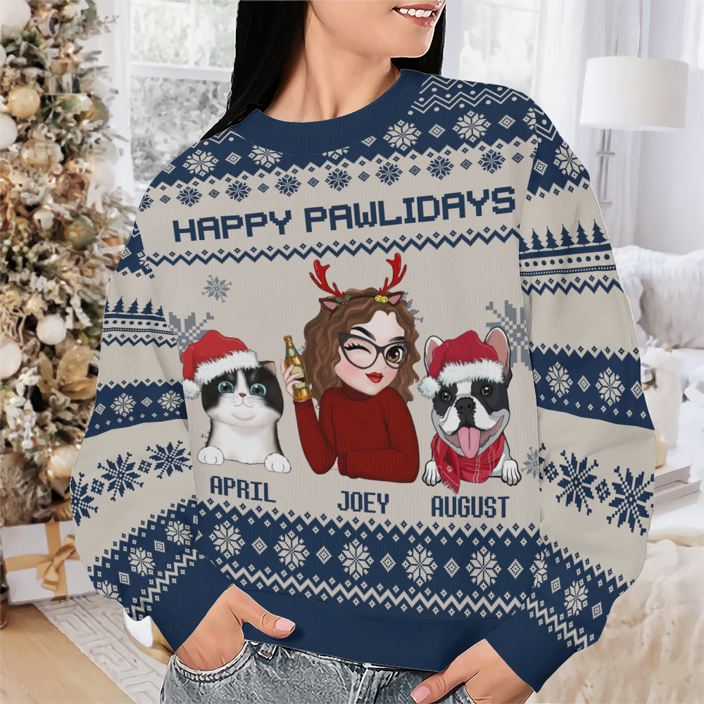 PSTS10 Fur Mom Happy Pawlidays Xmas - Personalized Custom Sweater