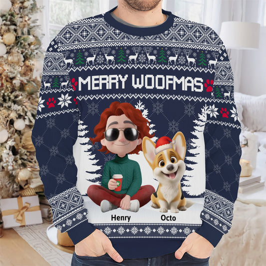 PSTS09 Merry Woofmas Dog Dad Xmas - Personalized Custom Sweater