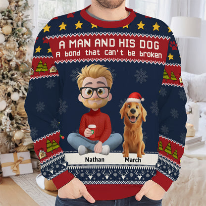 PSTS03 A Man And His Dog Xmas - Personalized Custom Sweater