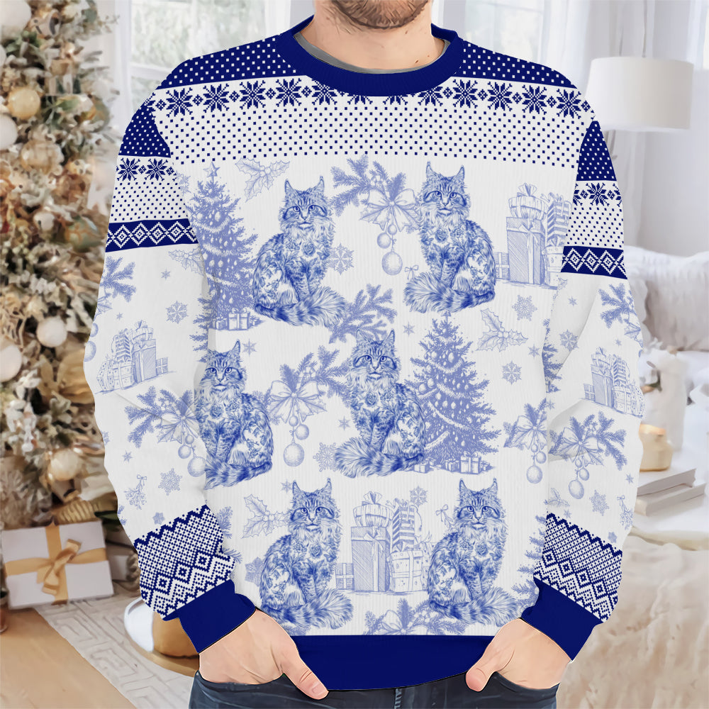 PSTS64 Toile De Jouy French Cat Lover - Personalized Custom Sweater