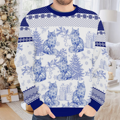 PSTS64 Toile De Jouy French Cat Lover - Personalized Custom Sweater