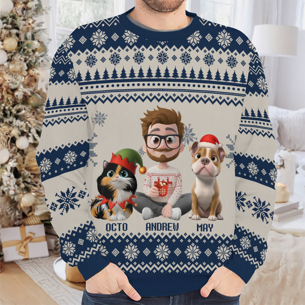 PSTS15 Fur Dad Xmas 3D Cartoon Cute - Personalized Custom Sweater