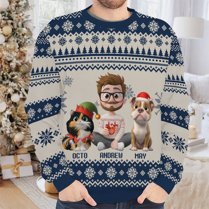 PSTS15 Fur Dad Xmas 3D Cartoon Cute - Personalized Custom Sweater
