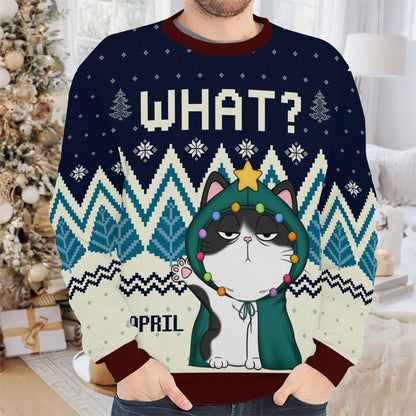 PSTS54 What Funny Grumpy Cat Xmas - Personalized Custom Sweater