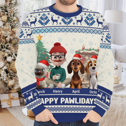 PSTS29 Happy Pawlidays Fur Dad Xmas - Personalized Custom Sweater