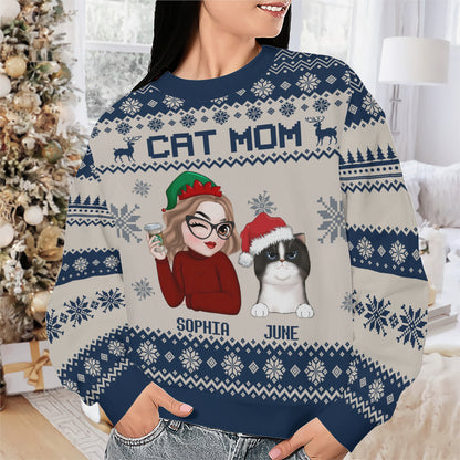 PSTS12 Cat Mom Mum Xmas - Personalized Custom Sweater