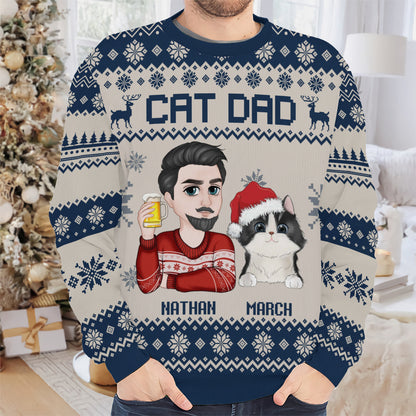 PSTS13 Cat Dad Xmas - Personalized Custom Sweater