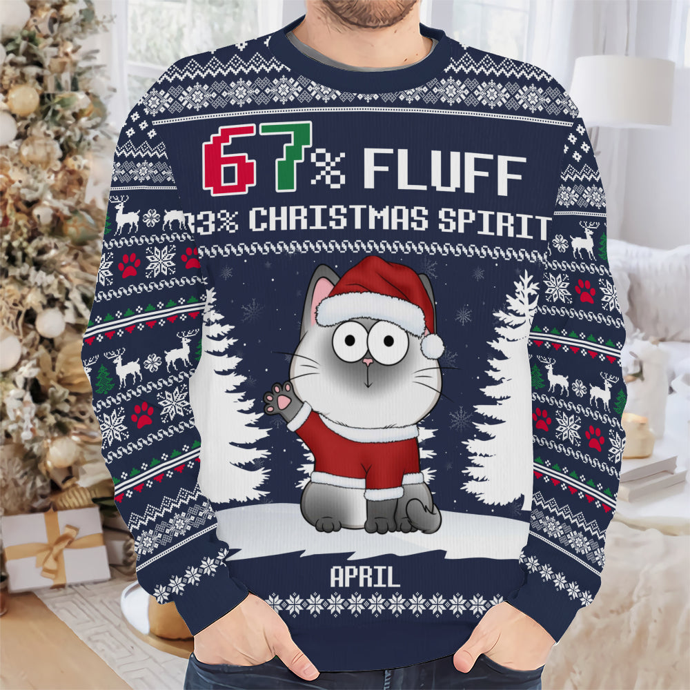 PSTS58 67% Fluff 33% Christmas Spirit Cat Lover - Personalized Custom Sweater