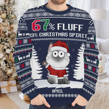 PSTS58 67% Fluff 33% Christmas Spirit Cat Lover - Personalized Custom Sweater
