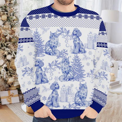 PSTS65 Toile De Jouy French Dog Cat Lover - Personalized Custom Sweater