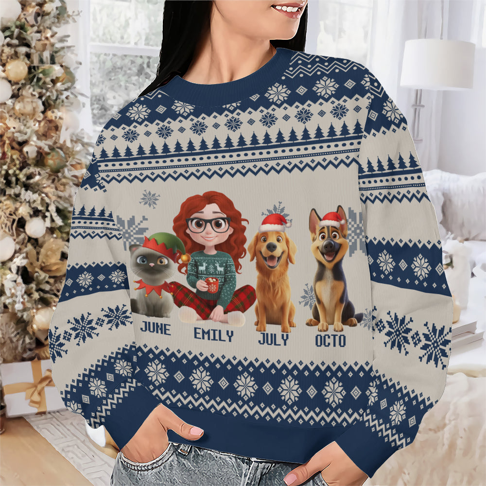 PSTS14 Fur Mom Xmas 3D Cartoon Cute - Personalized Custom Sweater