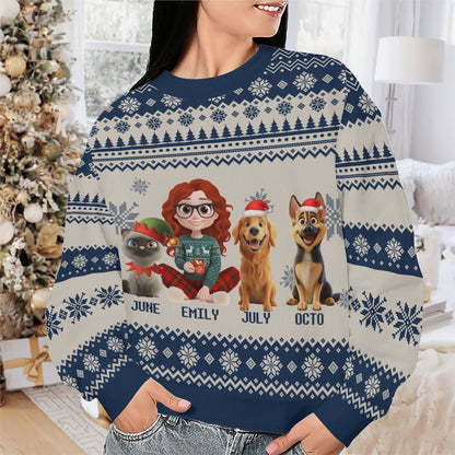 PSTS14 Fur Mom Xmas 3D Cartoon Cute - Personalized Custom Sweater