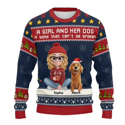 PSTS02 A Girl And Her Dog Xmas - Personalized Custom Sweater