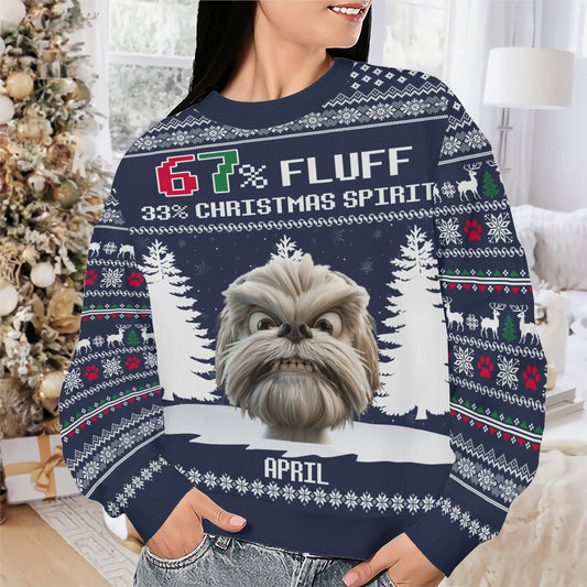 PSTS60 67% Fluff 33% Christmas Spirit Dog Lover - Personalized Custom Sweater