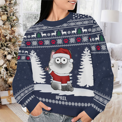 PSTS38 Cat Lover Funny Christmas Pattern - Personalized Custom Sweater