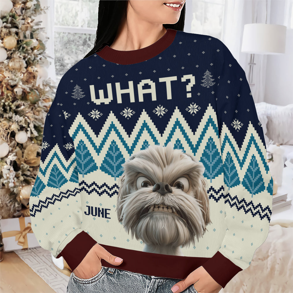 PSTS56 What Funny Grumpy Dog Xmas - Personalized Custom Sweater