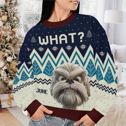 PSTS56 What Funny Grumpy Dog Xmas - Personalized Custom Sweater