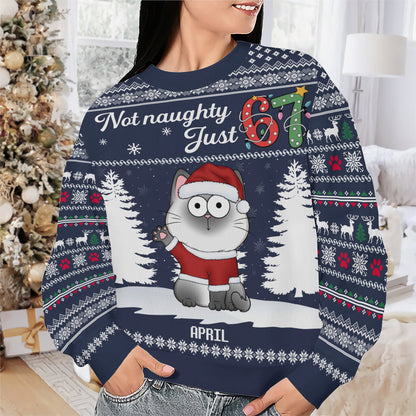 PSTS59 Not Naughty Just 67 Cat Lover - Personalized Custom Sweater