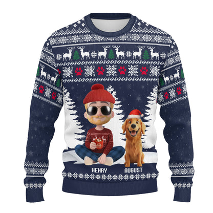 PSTS33 Dog Dad Christmas Pattern - Personalized Custom Sweater