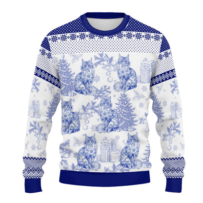 PSTS64 Toile De Jouy French Cat Lover - Personalized Custom Sweater