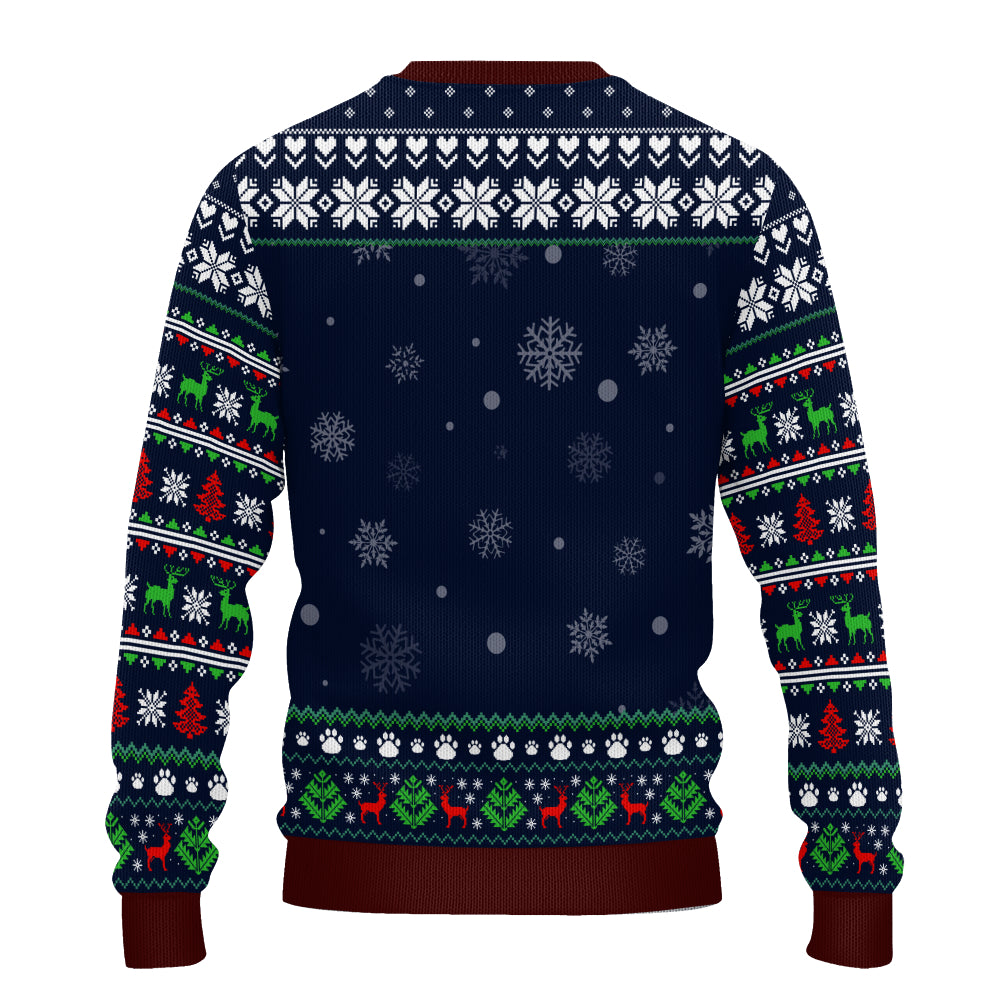 PSTS57 Ho Ho Ho Christmas Cat Dog Lover Photo Upload - Personalized Custom Sweater