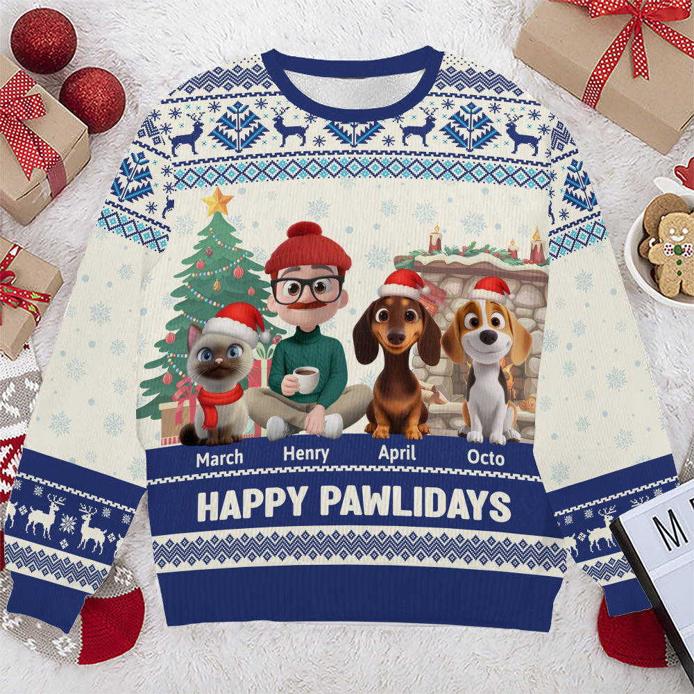 PSTS29 Happy Pawlidays Fur Dad Xmas - Personalized Custom Sweater