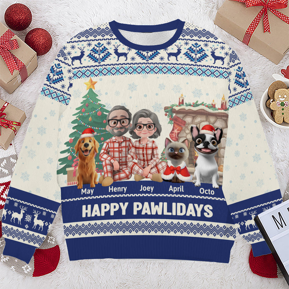 PSTS28 Fur Parents Happy Pawlidays Christmas - Personalized Custom Sweater