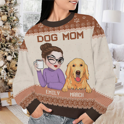 PSTS18 Dog Mom Mum Autumn Leave - Personalized Custom Sweater