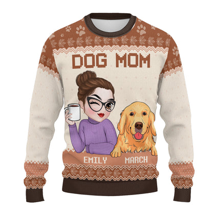 PSTS18 Dog Mom Mum Autumn Leave - Personalized Custom Sweater
