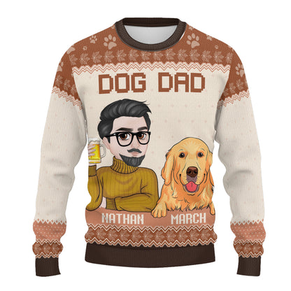 PSTS20 Dog Dad Autumn Leave - Personalized Custom Sweater