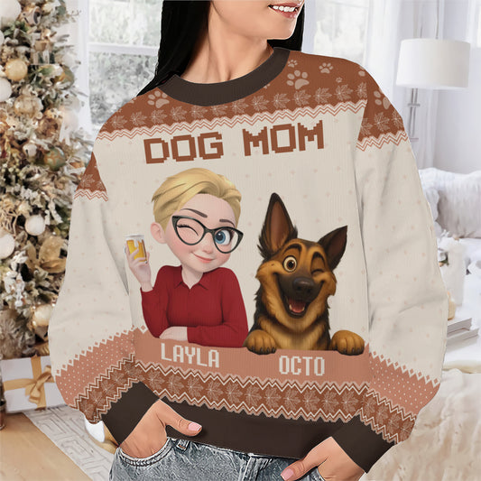 PSTS19 Dog Mom Mum Pack 3D Autumn Leave - Personalized Custom Sweater