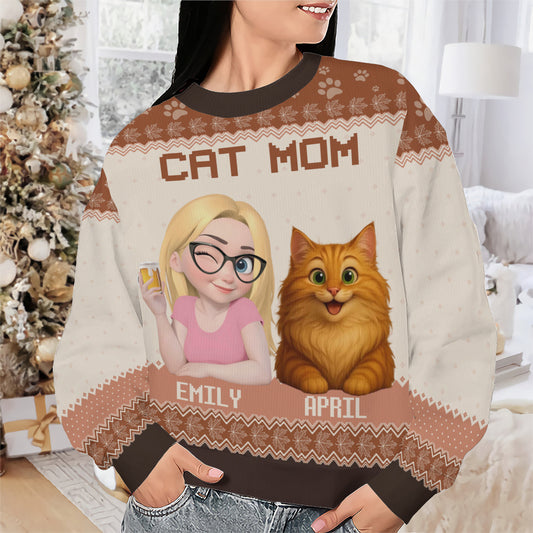 PSTS24 Cat Mom Mum Pack 3D Autumn Leave - Personalized Custom Sweater